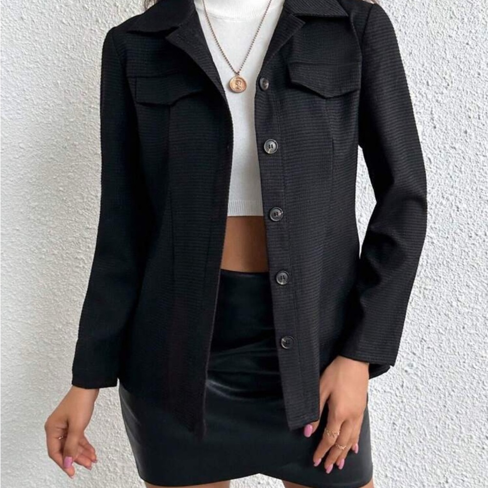 Women's Black Belted Jacket - Picture 4 of 4